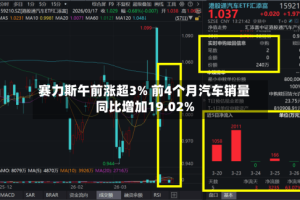赛力斯午前涨超3% 前4个月汽车销量同比增加19.02%