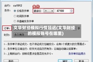 文华财经模拟行情延迟(文华财经的模拟账号在哪里)