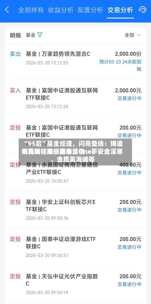 “95后	”基金经理，闪亮登场：博道刘兆阳	、摩根韩秀〖One〗、永赢孙铭婉、国泰彭悦	、平安金溪寒、金鹰吴海峰等-第1张图片