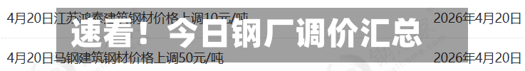 速看!今日钢厂调价汇总-第1张图片